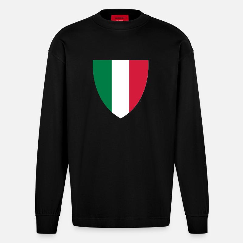 italia - Heavyweight Oversized Organic Langarmshirt Made in EU - SOLID BLACK