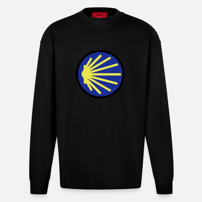 jakobsweg rund - Heavyweight Oversized Organic Langarmshirt Made in EU - SOLID BLACK