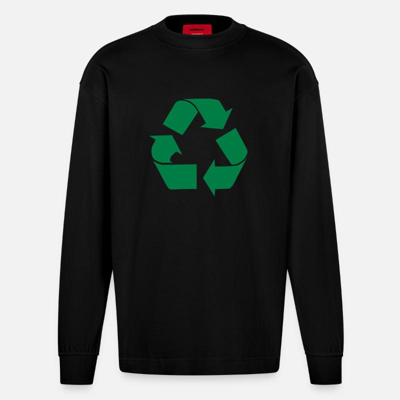 Recycle - Heavyweight Oversized Organic Langarmshirt Made in EU - SOLID BLACK