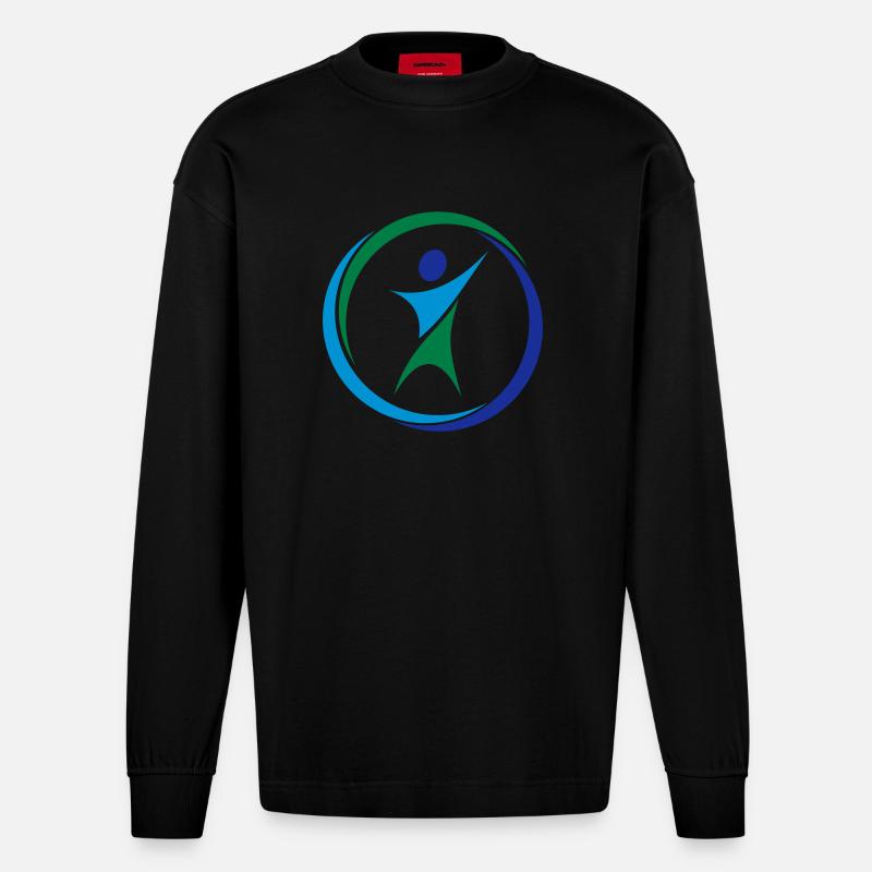 Physio 1 Logo - Heavyweight Oversized Organic Langarmshirt Made in EU - SOLID BLACK