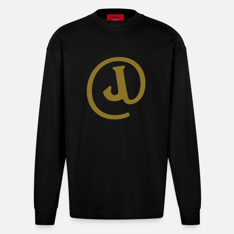 j_Buchstabe_at - Heavyweight Oversized Organic Langarmshirt Made in EU - SOLID BLACK