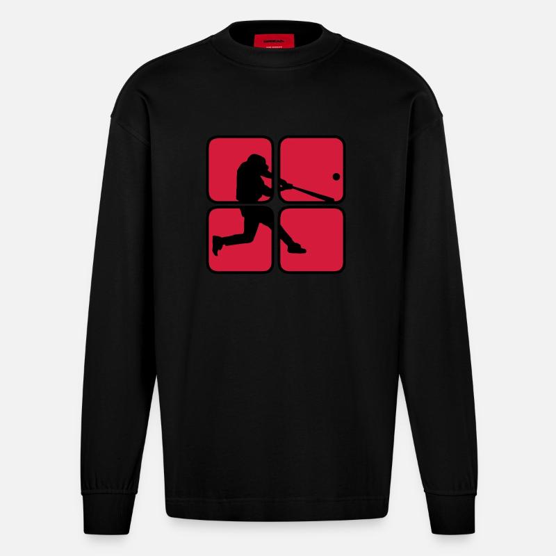 Baseball 2 - Heavyweight Oversized Organic Langarmshirt Made in EU - SOLID BLACK