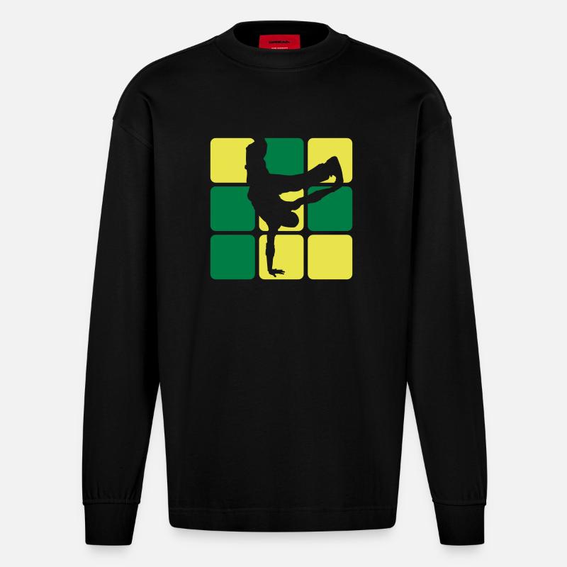 BREAKDANCE 2C 1 - Manches longues bio épais oversize fabriqué en UE - SOLID BLACK