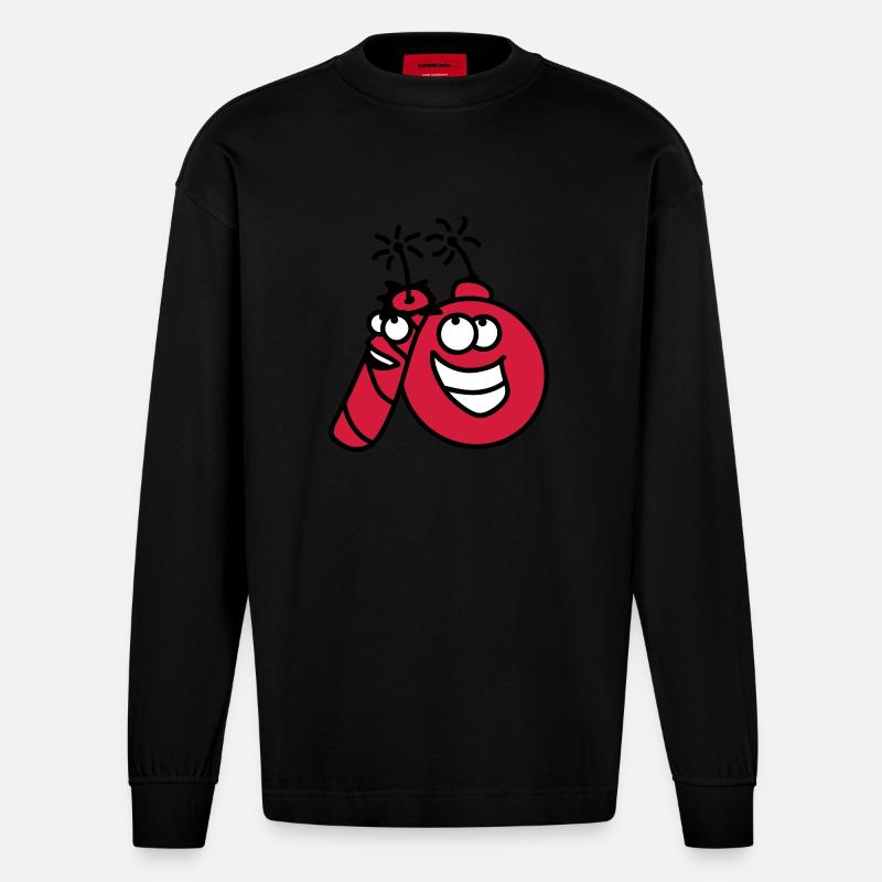 explosive - Manches longues bio épais oversize fabriqué en UE - SOLID BLACK