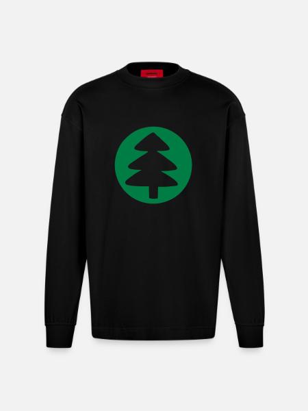 Tannenbaum rund - Heavyweight Oversized Organic Langarmshirt Made in EU - SOLID BLACK
