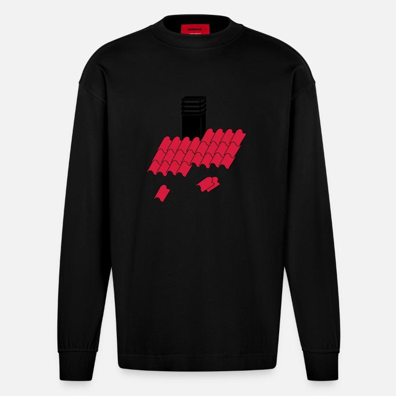 Überdachung _chimney_c1 - Heavyweight Oversized Organic Langarmshirt Made in EU - SOLID BLACK