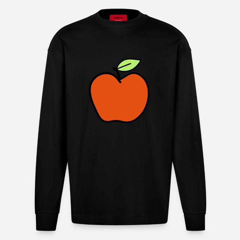 apple1 - Heavyweight Oversized Organic Langarmshirt Made in EU - SOLID BLACK