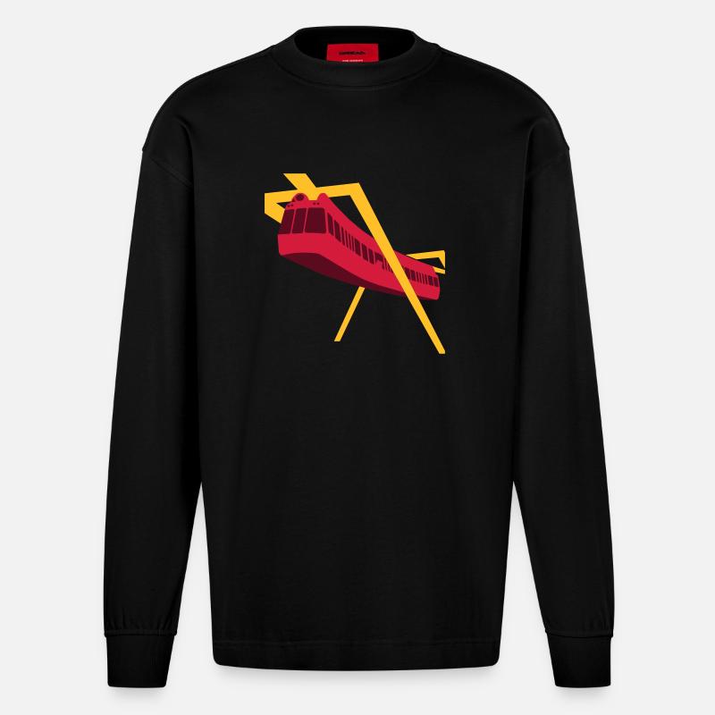 Aerobus Mannheim BUGA 1975 - Heavyweight Oversized Organic Langarmshirt Made in EU - SOLID BLACK