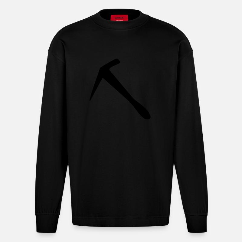 Schieferhammer Dachdecker - Heavyweight Oversized Organic Langarmshirt Made in EU - SOLID BLACK