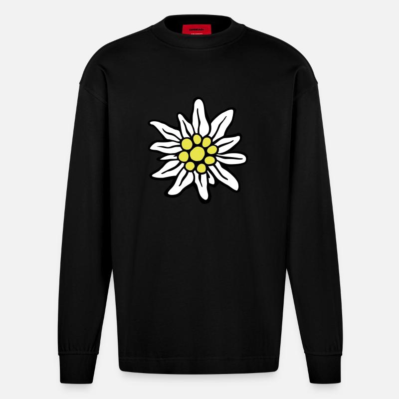 edelweiss_3c - Heavyweight Oversized Organic Langarmshirt Made in EU - SOLID BLACK