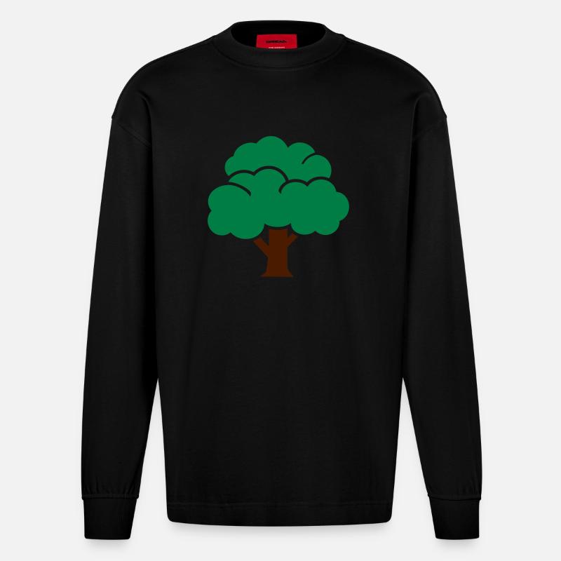 Tree - Heavyweight Oversized Organic Longsleeve Shirt Made in EU - SOLID BLACK