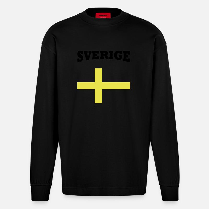 Sverige - Heavyweight Oversized Organic Langarmshirt Made in EU - SOLID BLACK