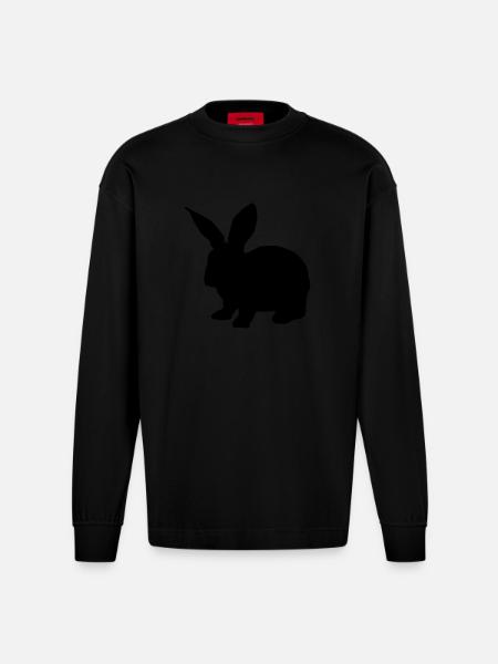 hase silhouette - Heavyweight Oversized Organic Langarmshirt Made in EU - SOLID BLACK