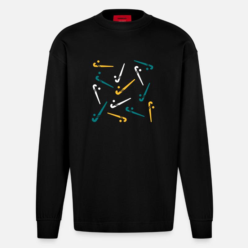 Hockeyschläger - Heavyweight Oversized Organic Langarmshirt Made in EU - SOLID BLACK
