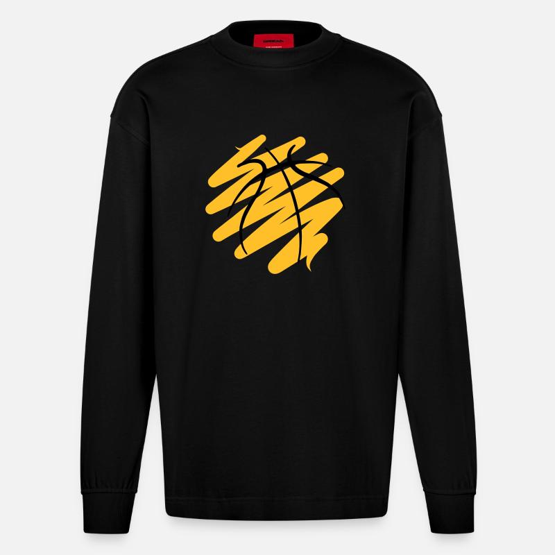Basketball 64 - Heavyweight Oversized Organic Langarmshirt Made in EU - SOLID BLACK