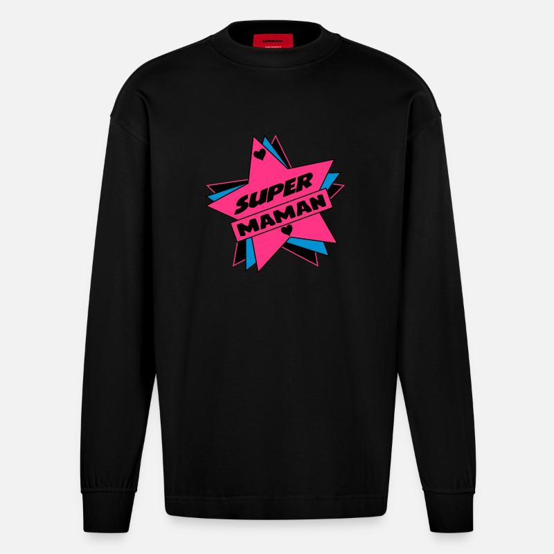 Super Mama - Heavyweight Oversized Organic Langarmshirt Made in EU - SOLID BLACK