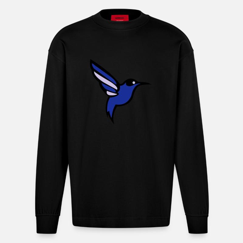 kolibri vogel - Heavyweight Oversized Organic Langarmshirt Made in EU - SOLID BLACK