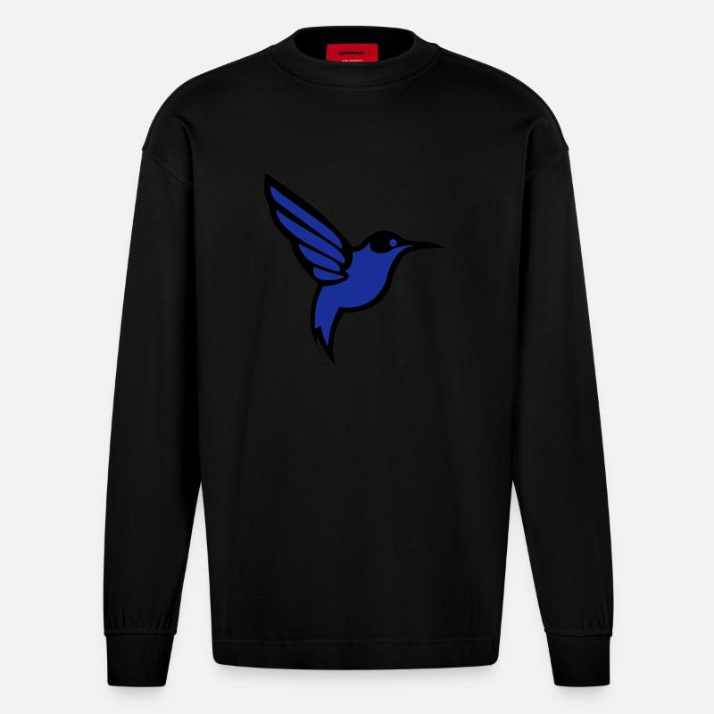 kolibri vogel - Heavyweight Oversized Organic Langarmshirt Made in EU - SOLID BLACK