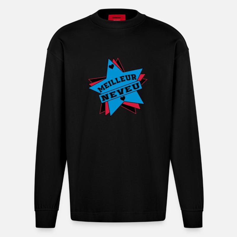 BESTER NEFFE - Heavyweight Oversized Organic Langarmshirt Made in EU - SOLID BLACK