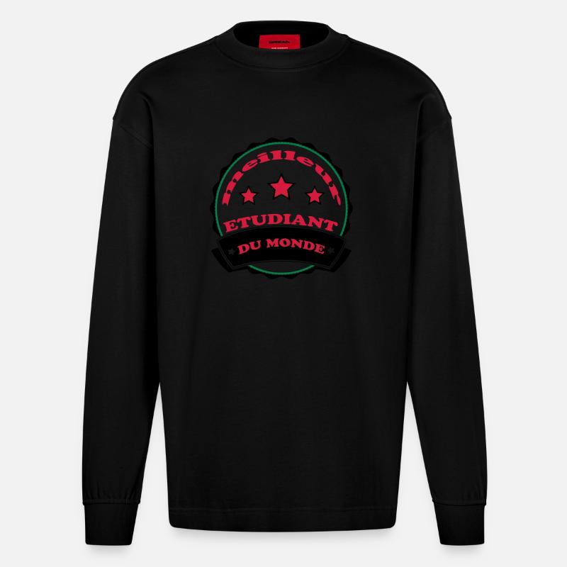 DER BESTE STUDENT DER WELT - Heavyweight Oversized Organic Langarmshirt Made in EU - SOLID BLACK