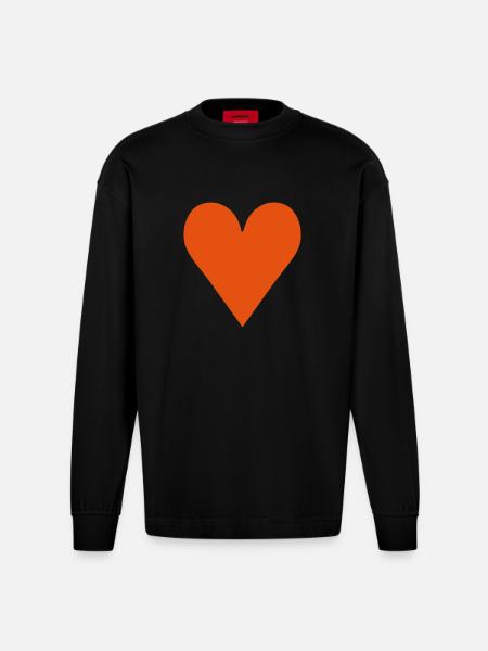 Heart / love - Heavyweight Oversized Organic Longsleeve Shirt Made in EU - SOLID BLACK