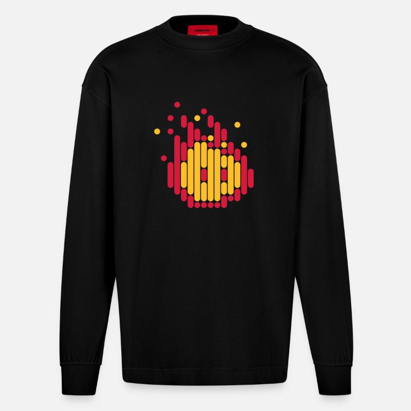 Fireball (Scanlines) - Heavyweight Oversized Organic Langarmshirt Made in EU - SOLID BLACK