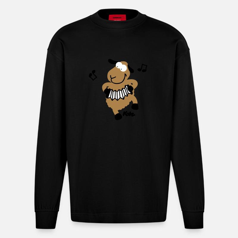 sheep (c) - Heavyweight Oversized Organic Longsleeve Shirt Made in EU - SOLID BLACK