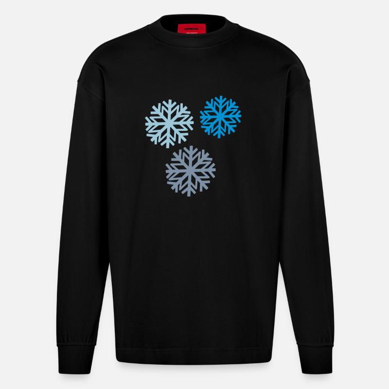 Flocon de neige 2 - Manches longues bio épais oversize fabriqué en UE - SOLID BLACK