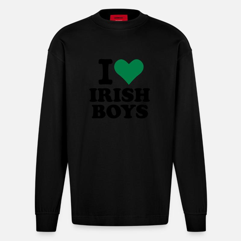 I love Irish Boys - Manches longues bio épais oversize fabriqué en UE - SOLID BLACK