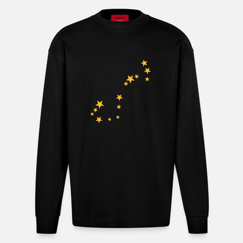 Skorpion Sternbild - Heavyweight Oversized Organic Langarmshirt Made in EU - SOLID BLACK