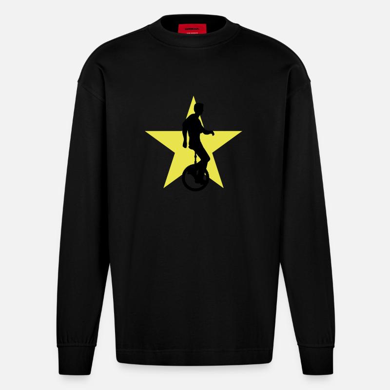 einradfahrer_2c - Heavyweight Oversized Organic Langarmshirt Made in EU - SOLID BLACK