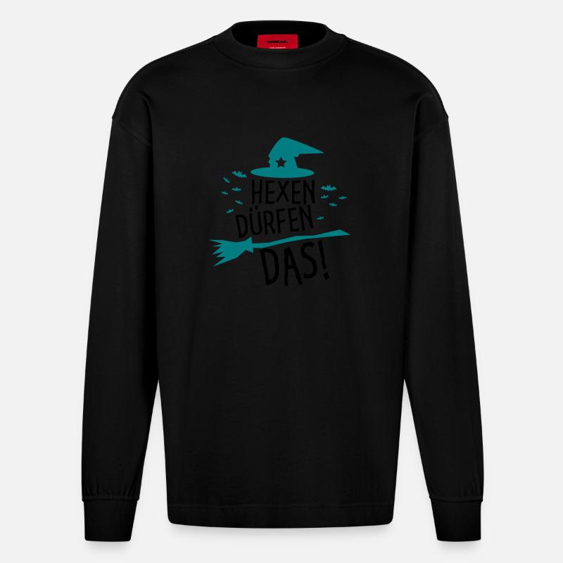 Hexen dürfen das! - Heavyweight Oversized Organic Langarmshirt Made in EU - SOLID BLACK