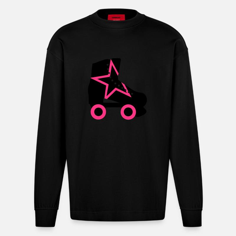 rollerskate - Manches longues bio épais oversize fabriqué en UE - SOLID BLACK