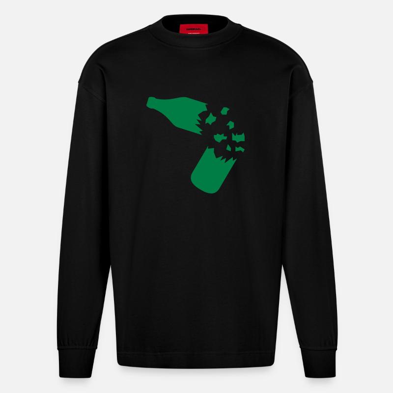 broken_bottle - Heavyweight Oversized Organic Langarmshirt Made in EU - SOLID BLACK