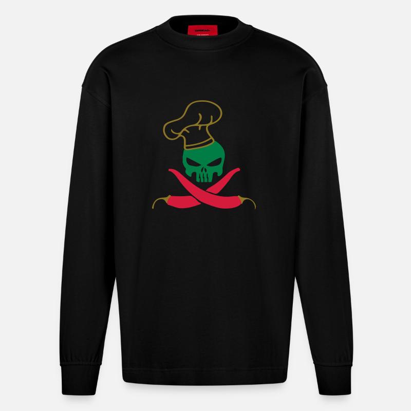 SKULL CHILLI - Manches longues bio épais oversize fabriqué en UE - SOLID BLACK