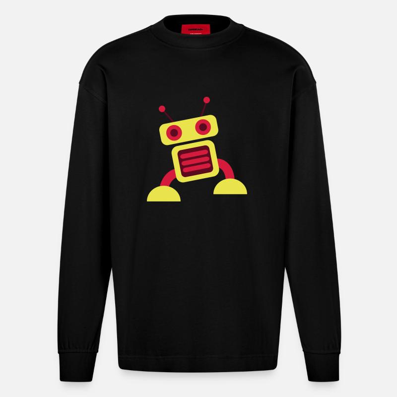 robot 3c - Heavyweight Oversized Organic Langarmshirt Made in EU - SOLID BLACK