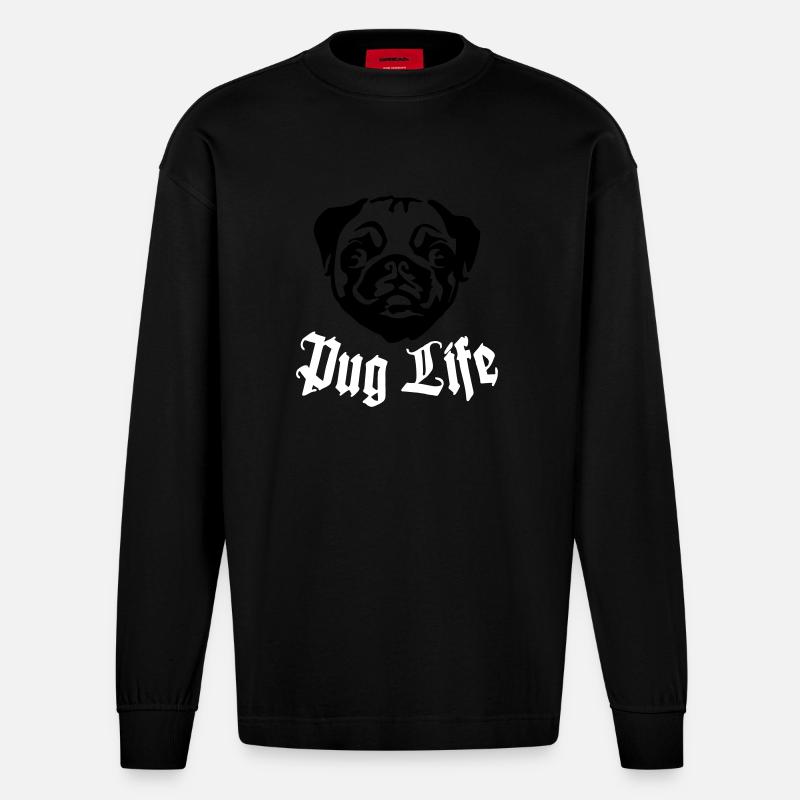Pug Life - Heavyweight Oversized Organic Langarmshirt Made in EU - SOLID BLACK