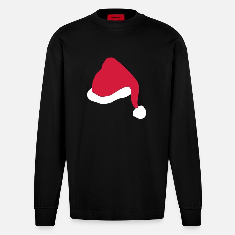 weihnachten - Heavyweight Oversized Organic Langarmshirt Made in EU - SOLID BLACK