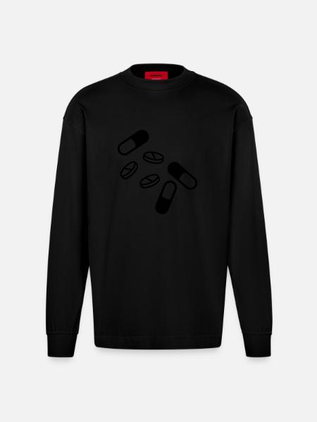 pillen_und_tabletten_f1 - Heavyweight Oversized Organic Longsleeve Shirt Made in EU - SOLID BLACK