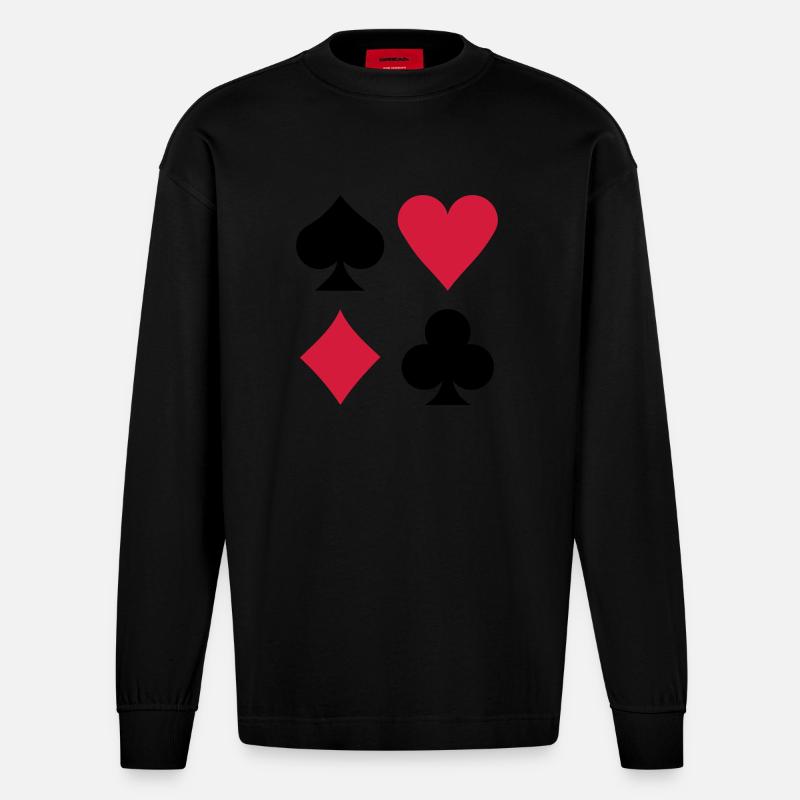 Poker - Heavyweight Oversized Organic Langarmshirt Made in EU - SOLID BLACK