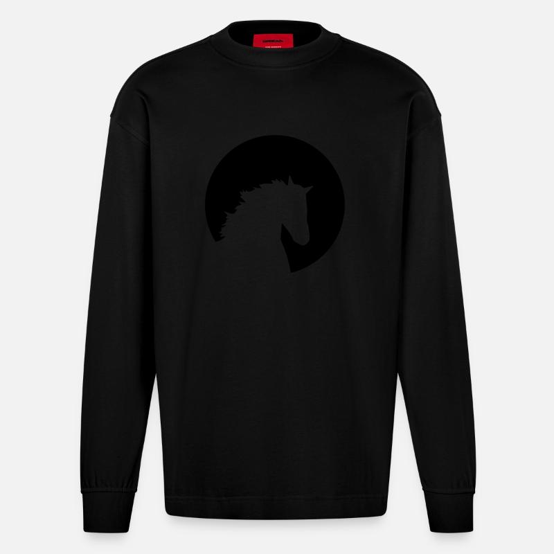 Pferd - Heavyweight Oversized Organic Langarmshirt Made in EU - SOLID BLACK