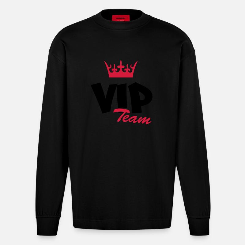 vip_team2 - Heavyweight Oversized Organic Langarmshirt Made in EU - SOLID BLACK