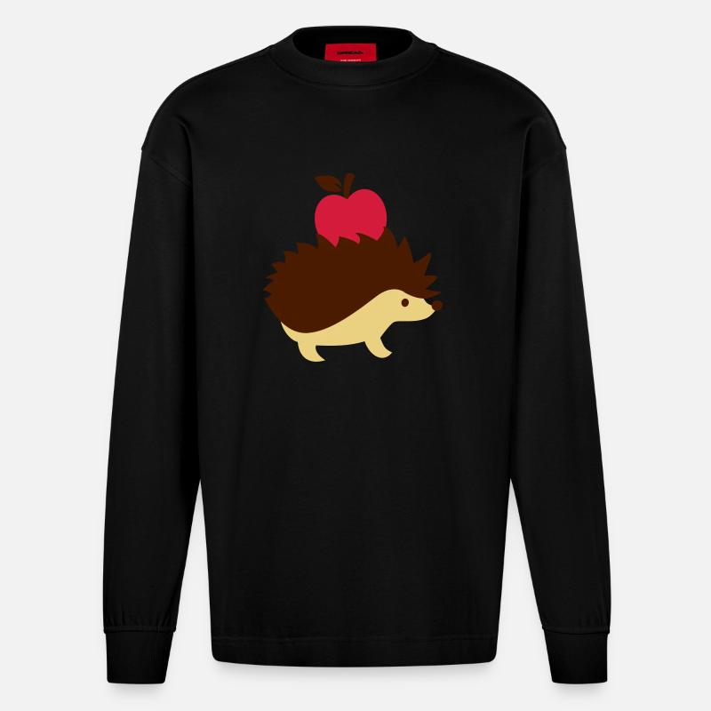 Hérisson - Manches longues bio épais oversize fabriqué en UE - SOLID BLACK