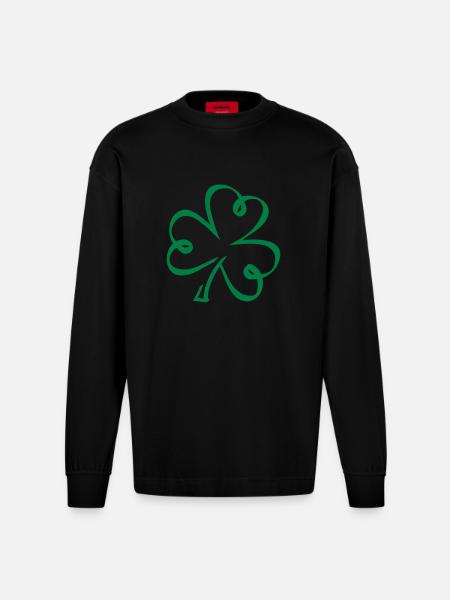 Shamrock - Heavyweight Oversized Organic Longsleeve Shirt Made in EU - SOLID BLACK