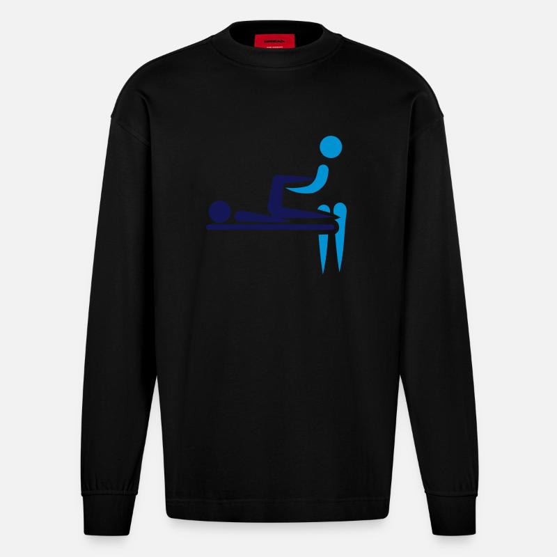 Physiotherapeut - Heavyweight Oversized Organic Langarmshirt Made in EU - SOLID BLACK