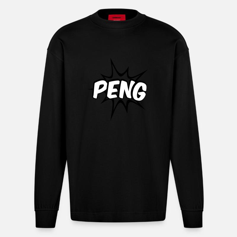 Peng Comic Design - Manches longues bio épais oversize fabriqué en UE - SOLID BLACK