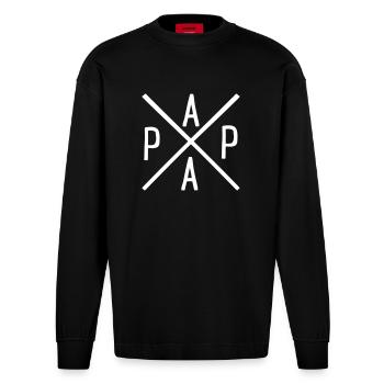 Papa - Manches longues bio épais oversize fabriqué en UE - SOLID BLACK - Devant