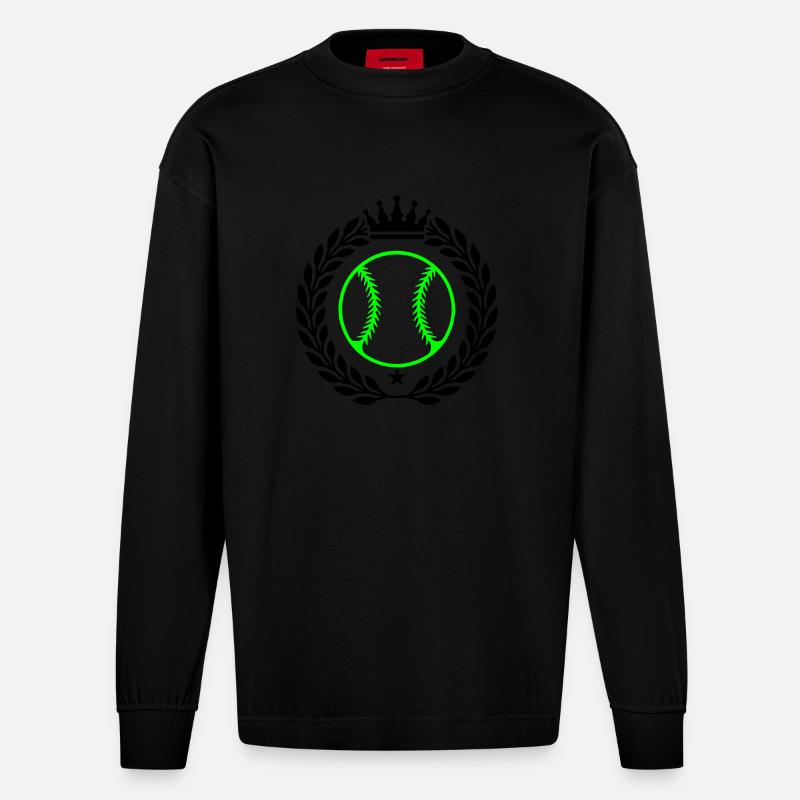 baseball wappen - Heavyweight Oversized Organic Langarmshirt Made in EU - SOLID BLACK