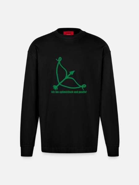 Sternzeichen Schütze - Heavyweight Oversized Organic Langarmshirt Made in EU - SOLID BLACK