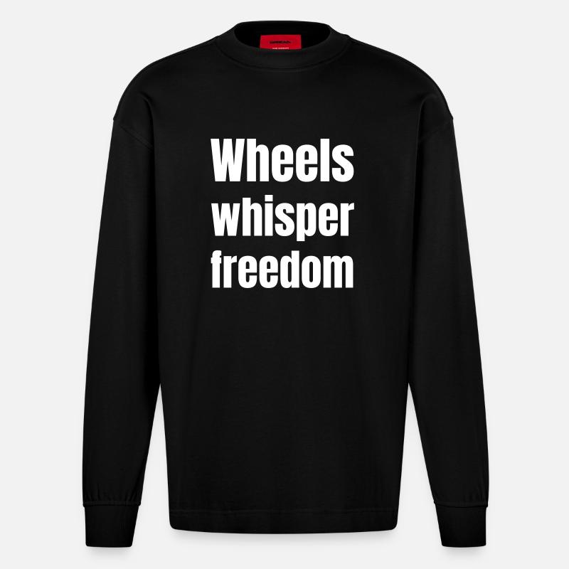 Wheels whisper freedom - Heavyweight Oversized Organic Langarmshirt Made in EU - SOLID BLACK